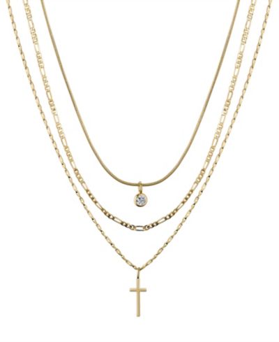 Unwritten набор из 3 подвесок с кубическим цирконием и 14K Gold Plated