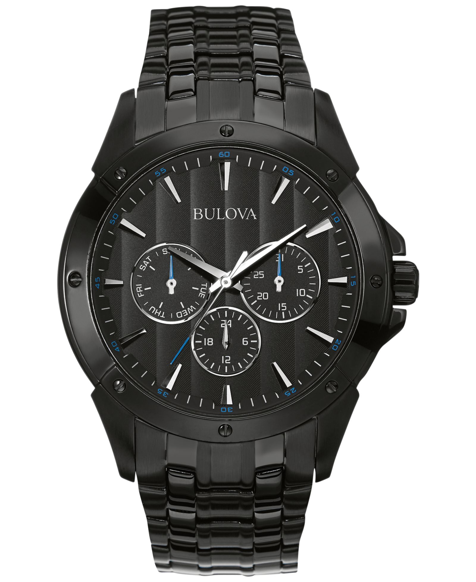 Bulova Men's Black Ion-Plated Stainless Steel Bracelet Watch 43mm 98C121