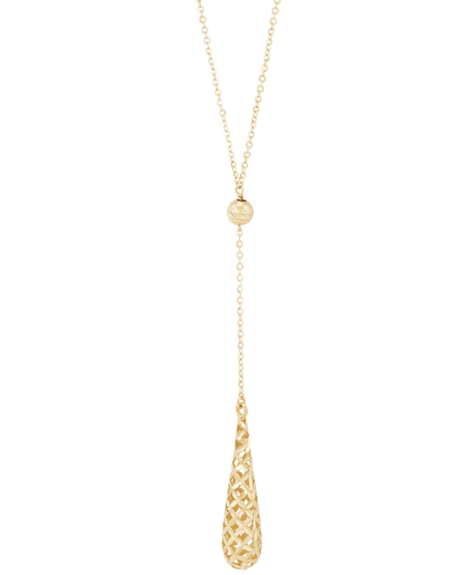 Ожерелье-лариат Italian Gold Lattice Teardrop 18" в 10k золоте