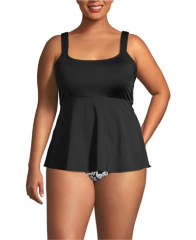 Lands' End Plus Size Adjustable Scoop Neck Flutter Tankini Top