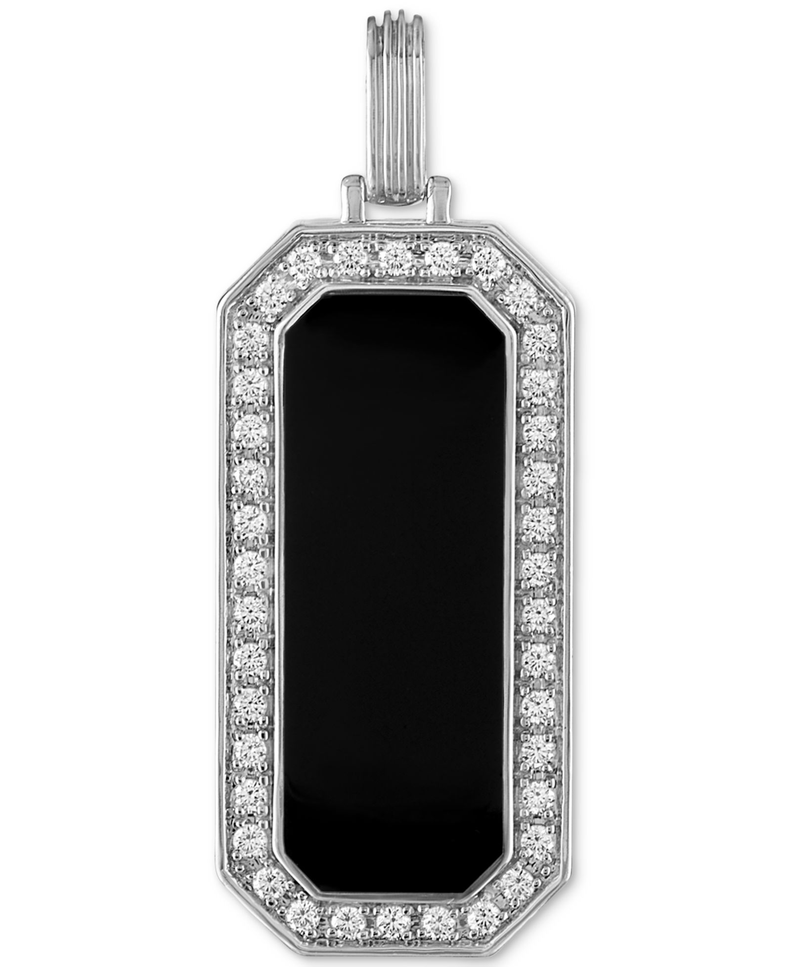 Мужской кулон Esquire Jewelry Black Ceramic & Cubic Zirconia в Sterling Silver