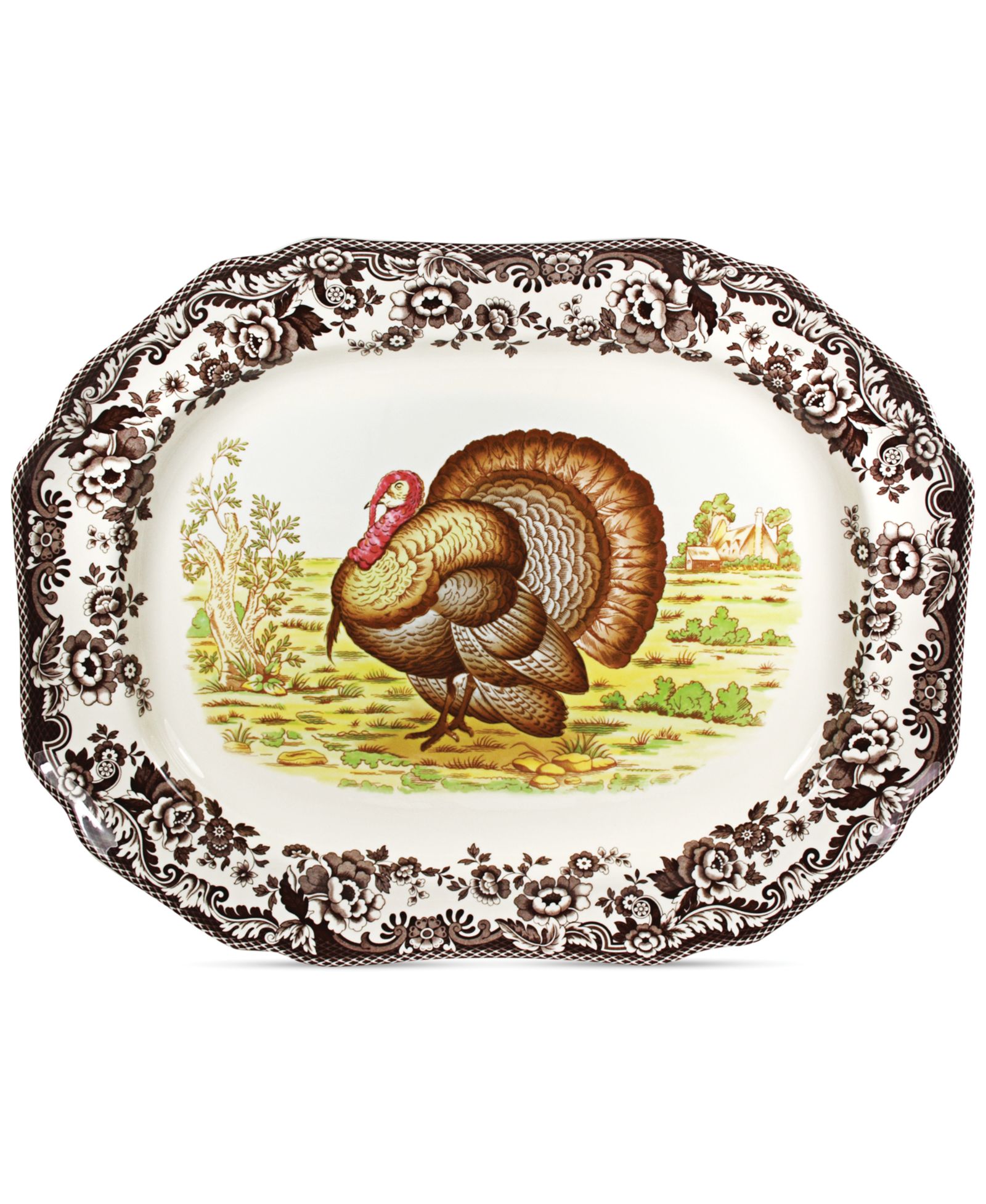 Восьмиугольное блюдо Spode Woodland Turkey