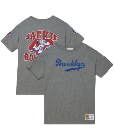 Мужская футболка Mitchell & Ness Jackie Robinson Gray Brooklyn Dodgers Cooperstown Collection Legends