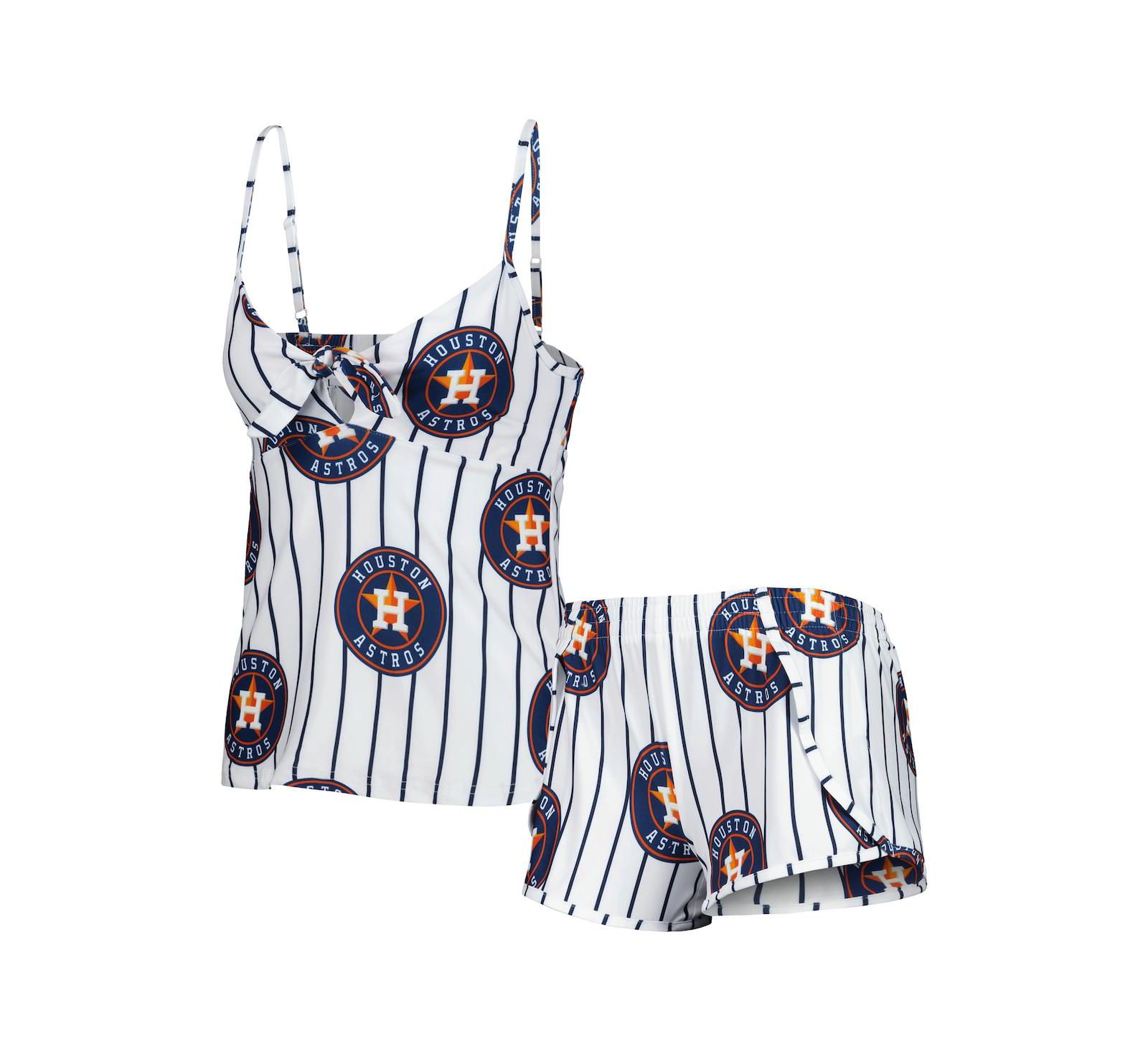 Women's Concepts Sport White Houston Astros Reel Allover Print Tank Top and Shorts Sleep Set