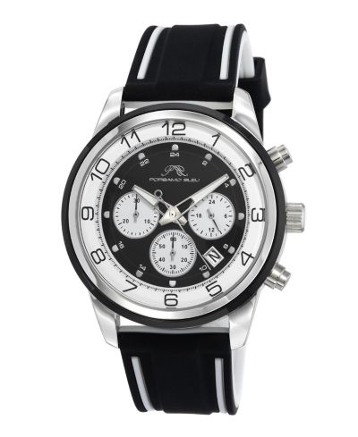 Мужские часы Porsamo Bleu Arthur Chronograph с черным силиконовым ремешком, 44 mm