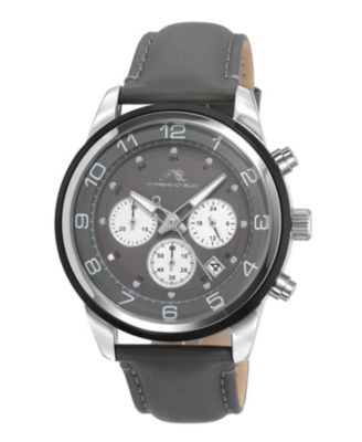 Porsamo Bleu Men's Arthur Chronograph Grey Genuine Leather Band Watch 44 mm