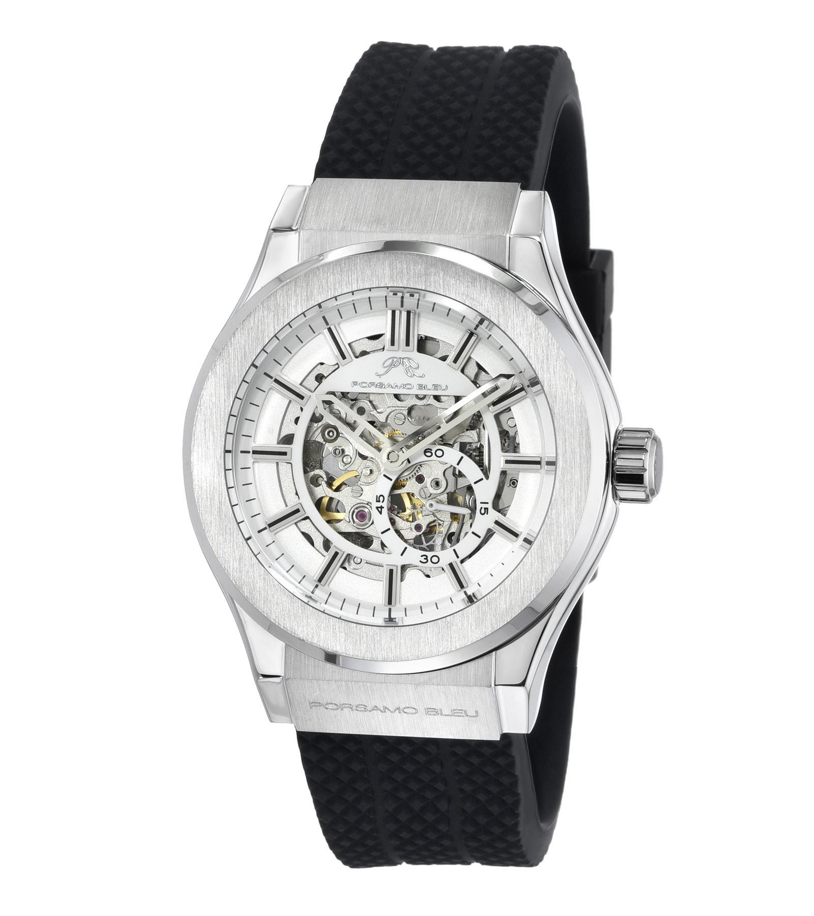 Мужские часы Porsamo Bleu Cruz Automatic Black Silicone Strap 45 mm