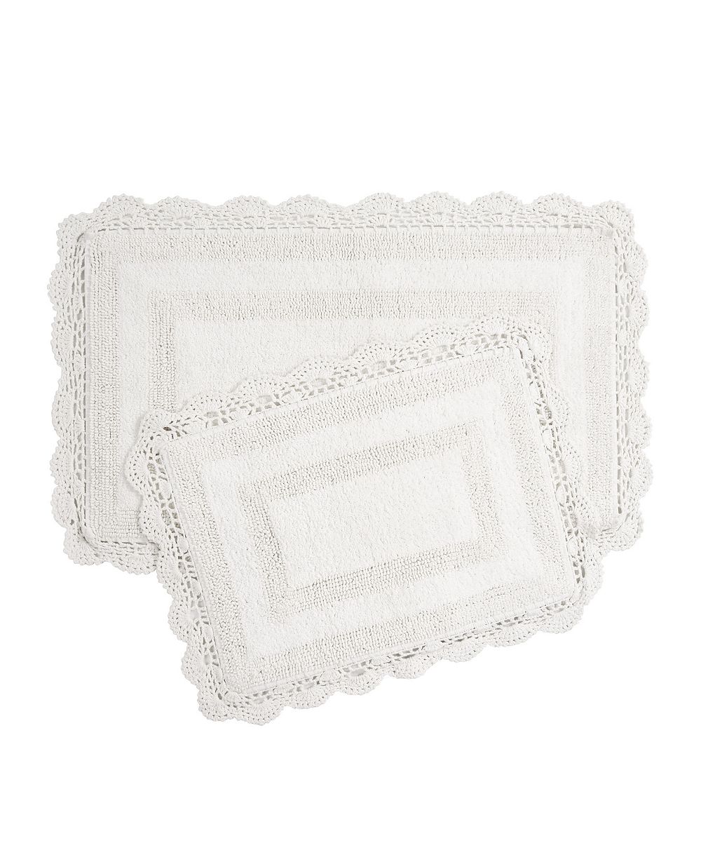 Laura Ashley Crochet Reversible Cotton 2-Pc. Bath Rug Set