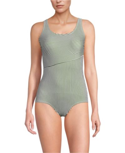 Женский слитный купальник Lands' End Long Torso Scoop Neck Tugless Sporty