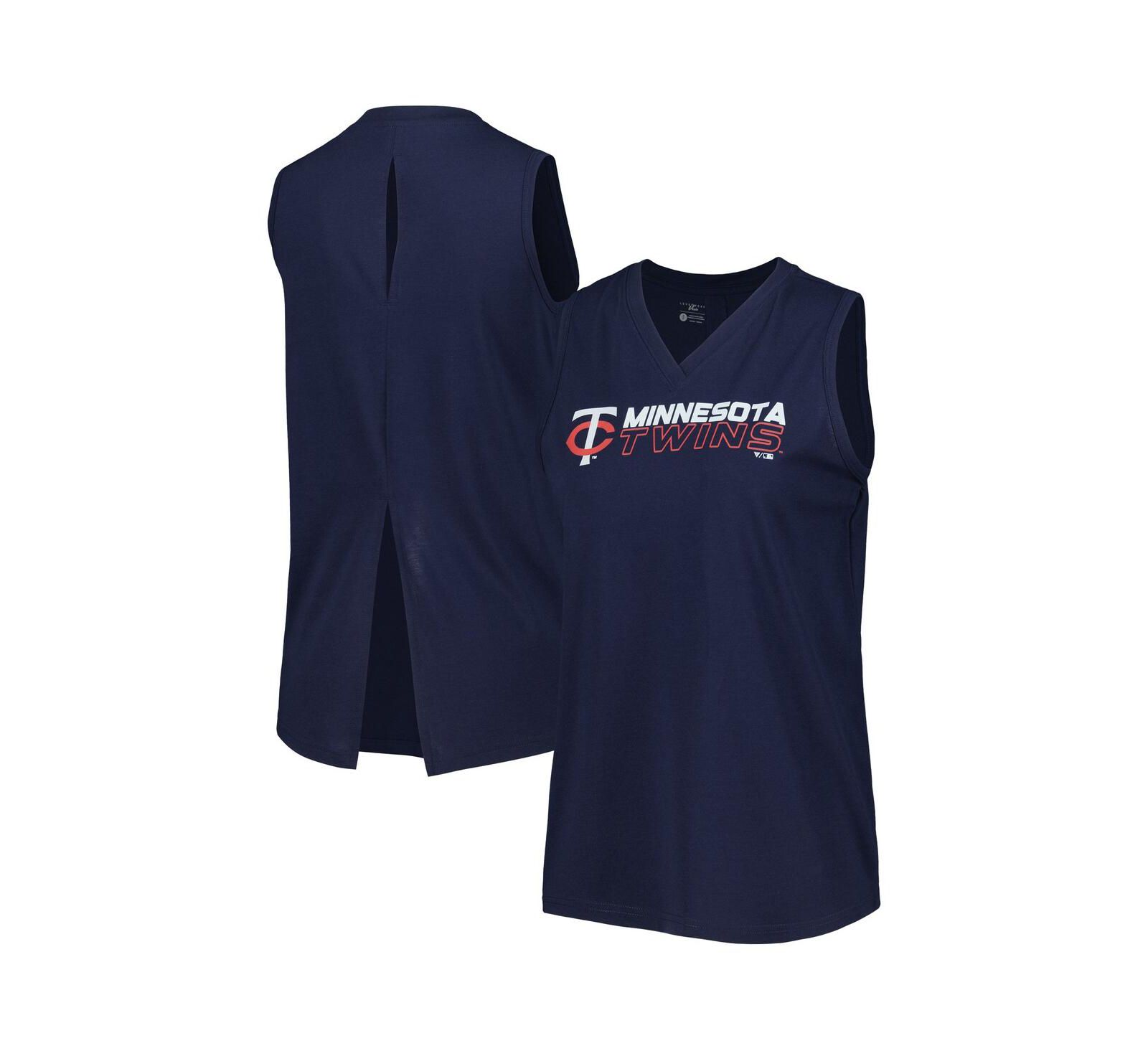 Women's LevelWear Navy Minnesota Twins Paisley Chase V-Neck Tank Top