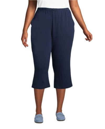 Брюки-капри Lands' End Plus Size Sport Knit с высокой посадкой и эластичным поясом