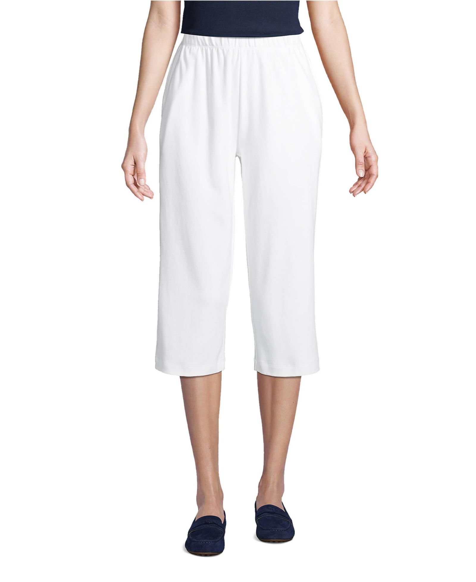 Lands' End Women's Sport Knit High Rise Elastic Waist Capri Pants