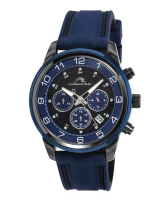 Porsamo Bleu Men's Arthur Chronograph Blue Silicone Strap Watch 44 mm