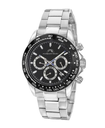 Porsamo Bleu Men's Preston Multifunction Silver Tone Stainless Steel Bracelet Watch 41 mm