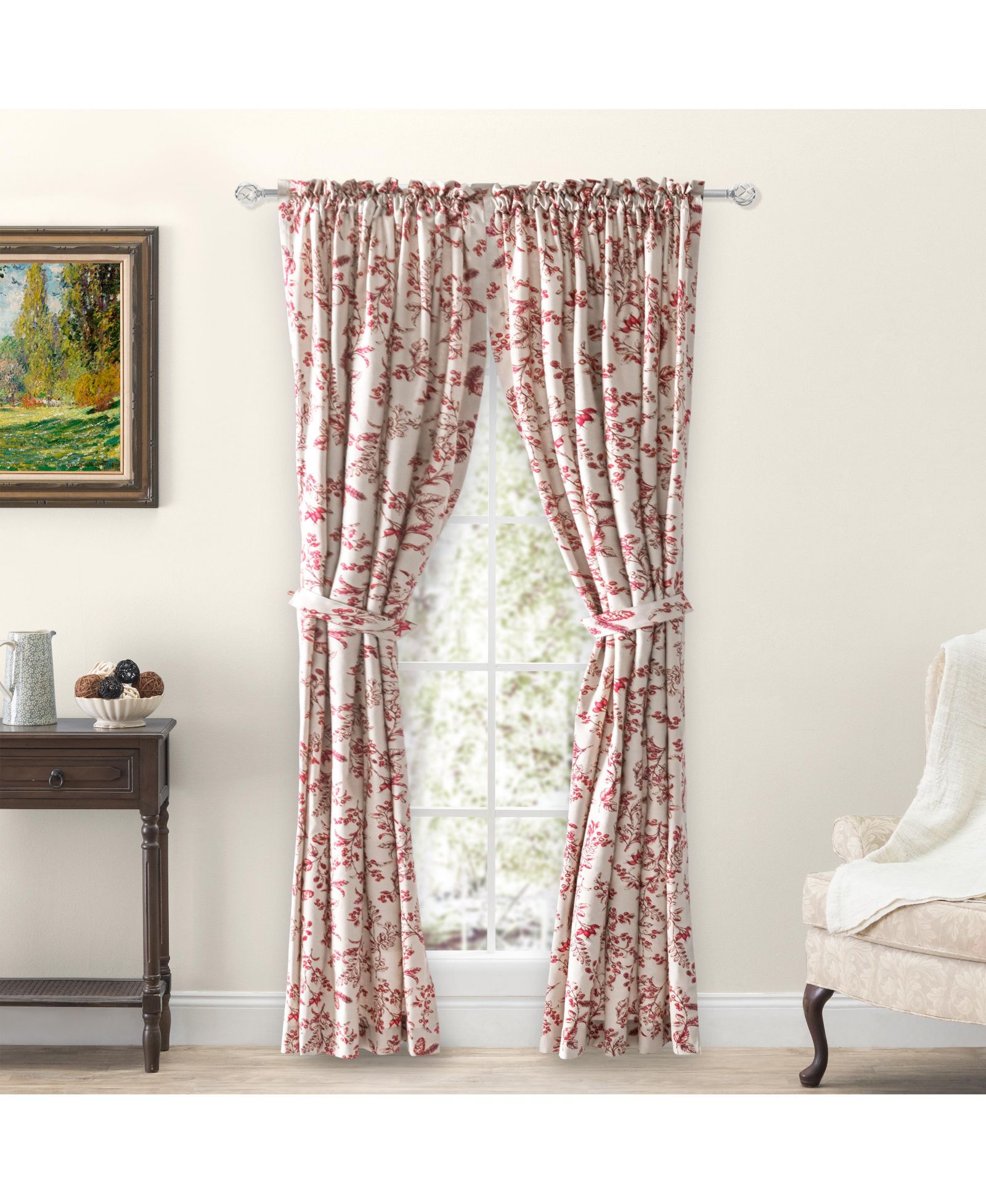 Комплект штор Ricardo Waverly Gardens Dark Gray с подхватами 84"W x 72"L
