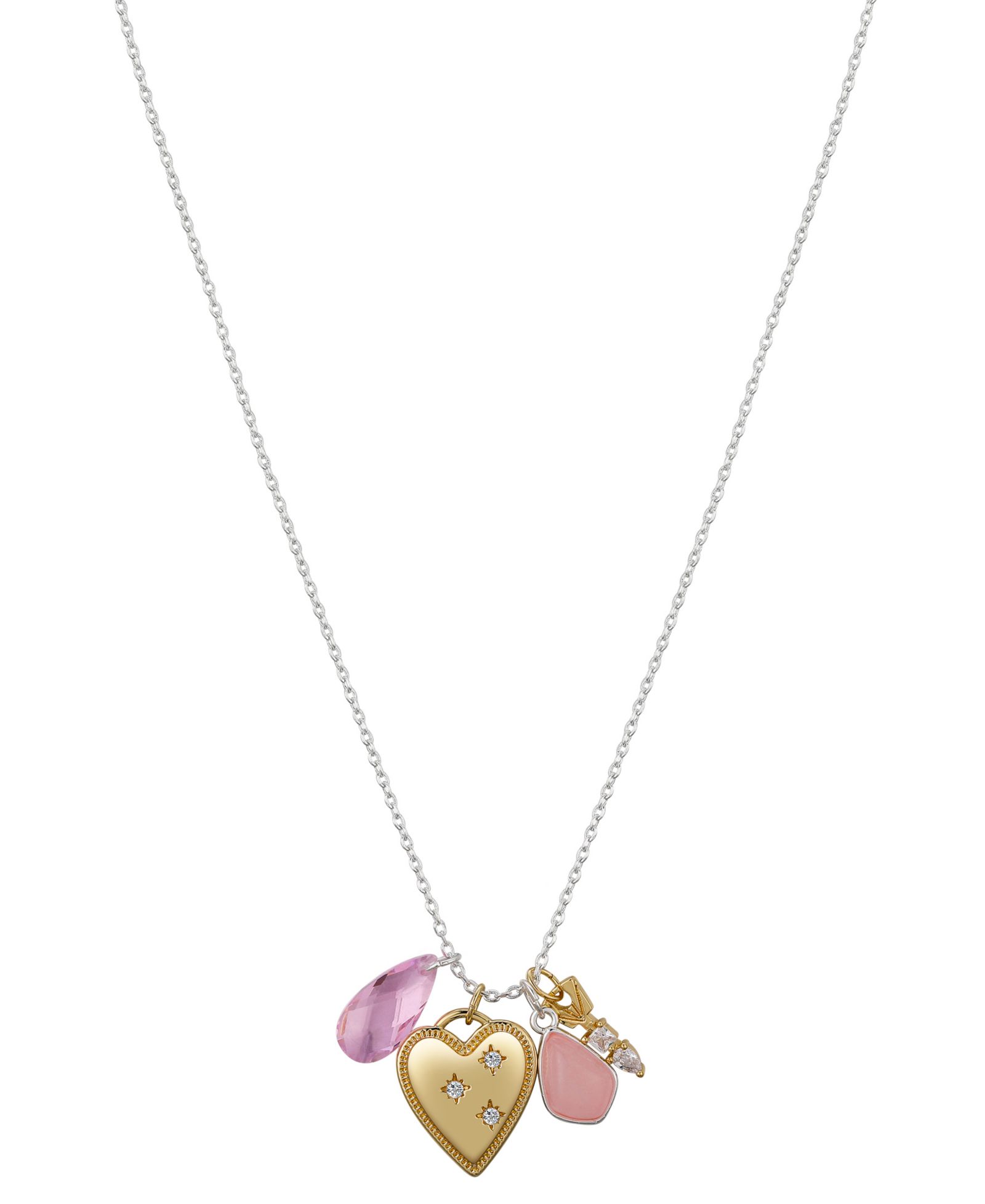 Unwritten Multi Stone Heart and Key Necklace