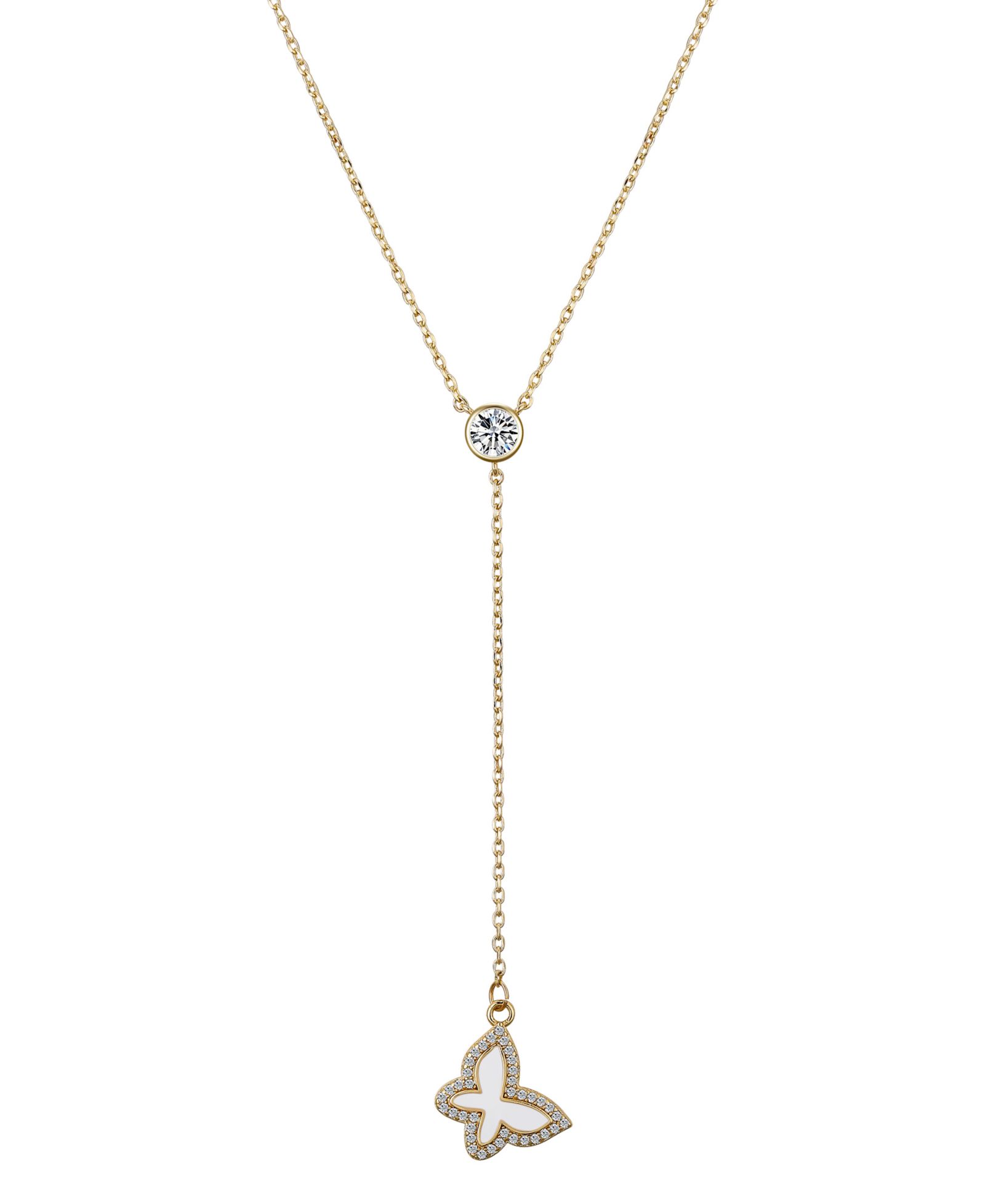 Y-ожерелье Unwritten Cubic Zirconia 14K Gold Flash Plated Butterfly