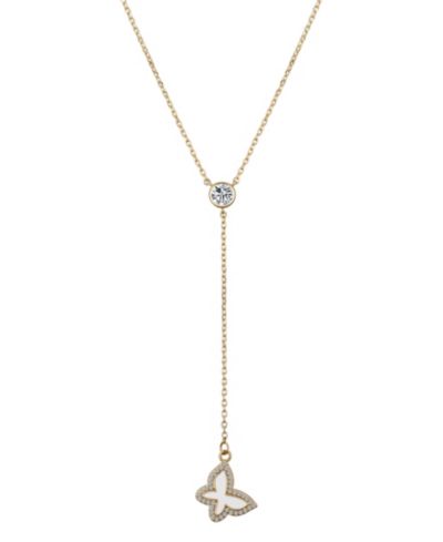 Y-ожерелье Unwritten Cubic Zirconia 14K Gold Flash Plated Butterfly
