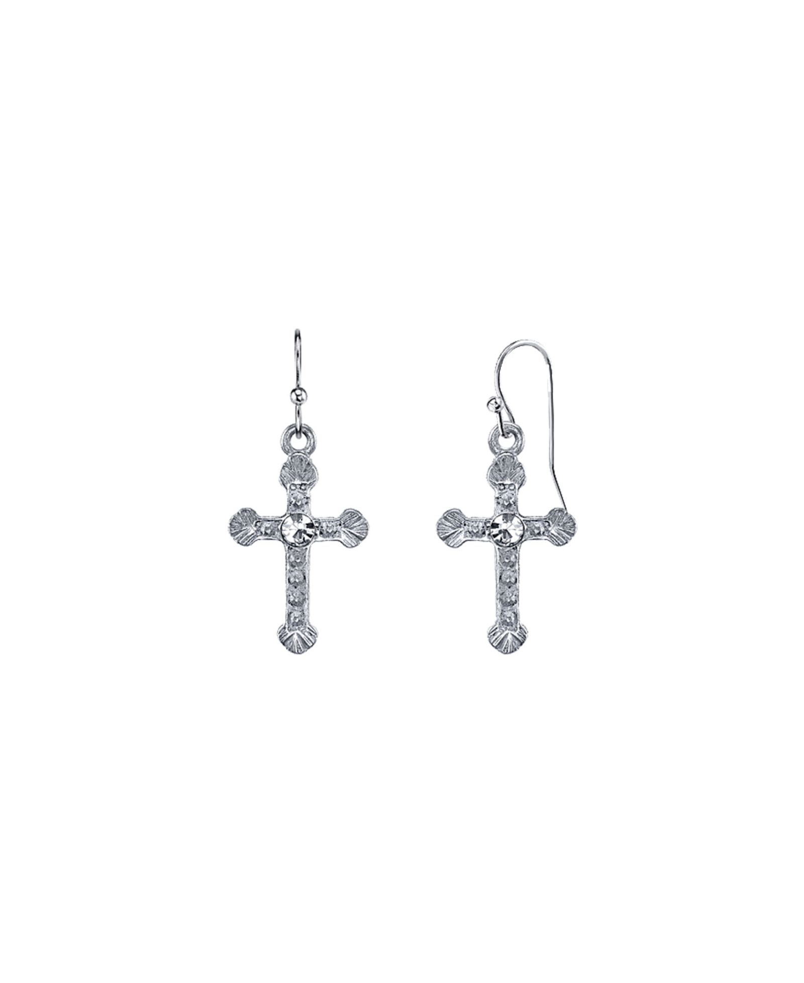 2028 Серьги-подвески Crystal Cross Drop