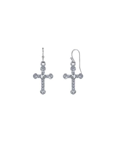 2028 Серьги-подвески Crystal Cross Drop