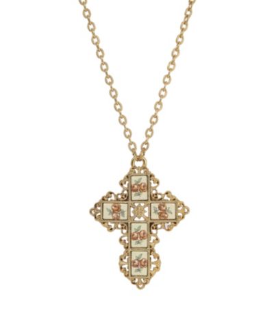 Symbols of Faith Enamel Cross Flower Necklace