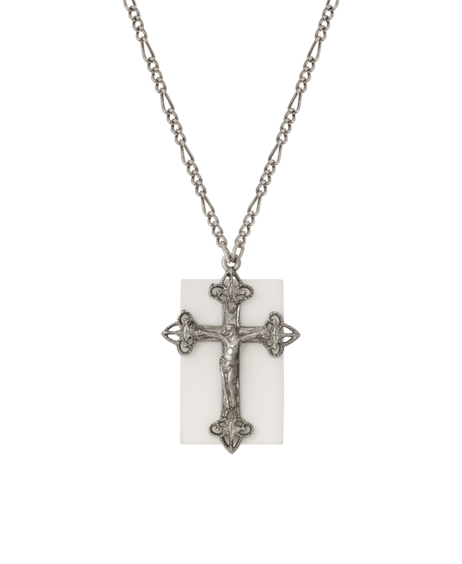 2028 Semi-precious Square Cross Necklace