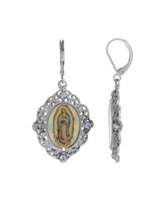 2028 Серьги-подвески Our Lady of Guadalupe Enamel Crystal