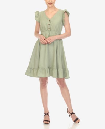 Женское платье White Mark Ruffle Sleeve Knee-Length