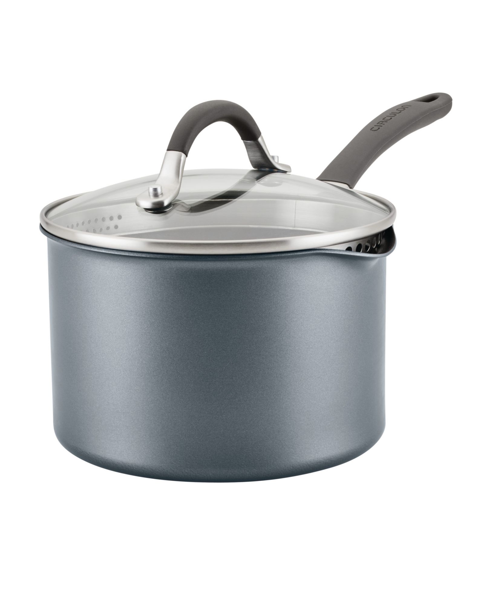 Circulon A1 Series with ScratchDefense Technology Aluminum 3-Quart Nonstick Induction Straining Sauce Pan with Lid