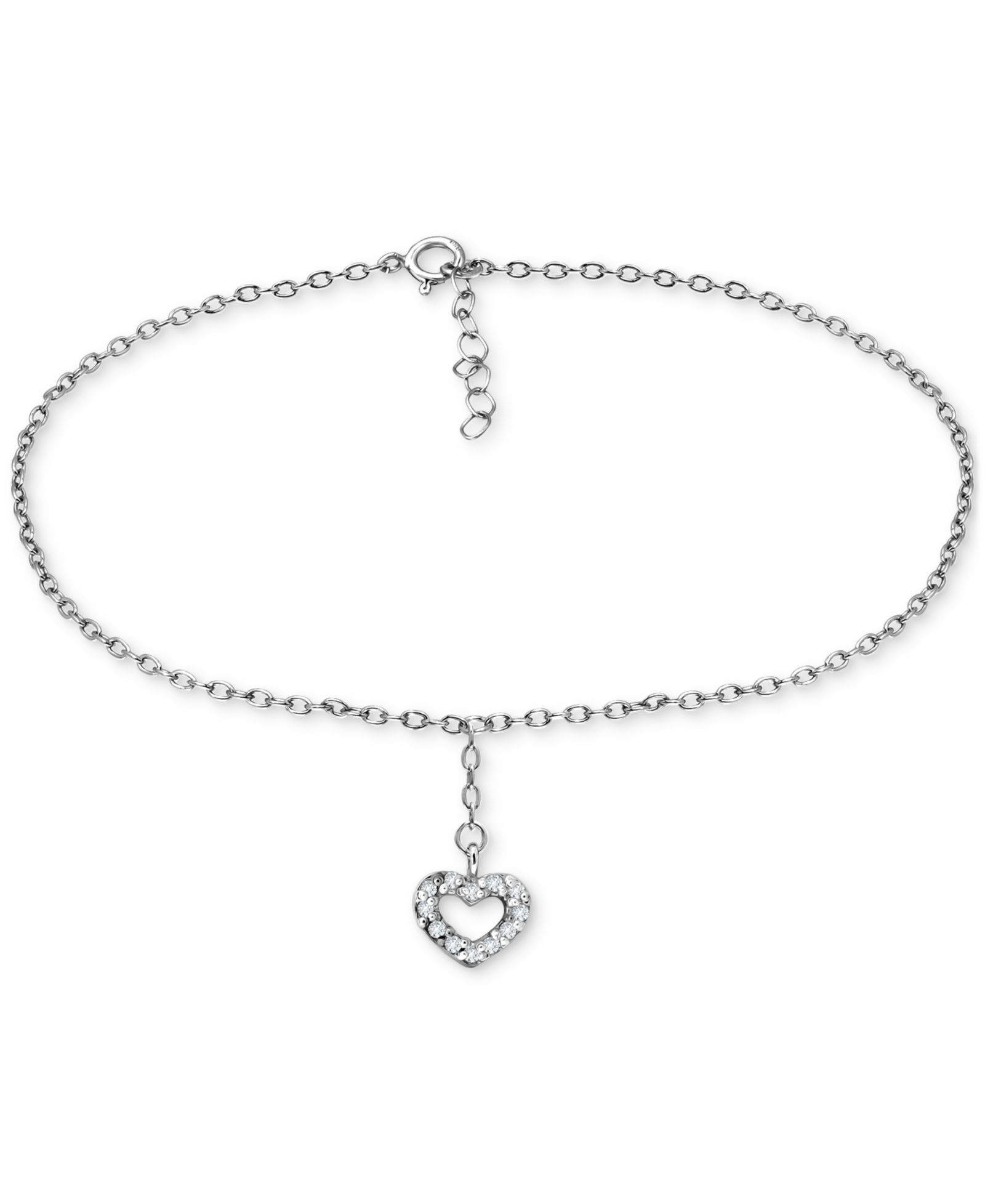 Браслет Giani Bernini Cubic Zirconia Heart Drop Charm Ankle Bracelet в Sterling Silver