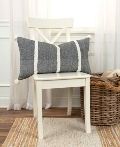 Rizzy Home современная декоративная поясничная подушка в полоску, 14" x 26"