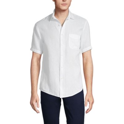 Мужская льняная рубашка Lands' End Traditional Fit с коротким рукавом