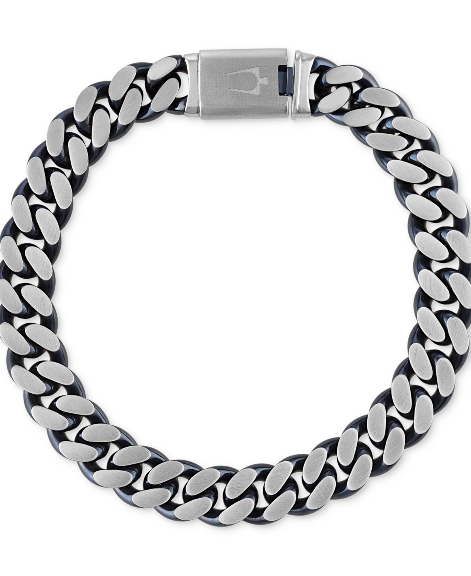 Браслет Bulova Men's Classic Curb Chain Blue-Plated Stainless Steel