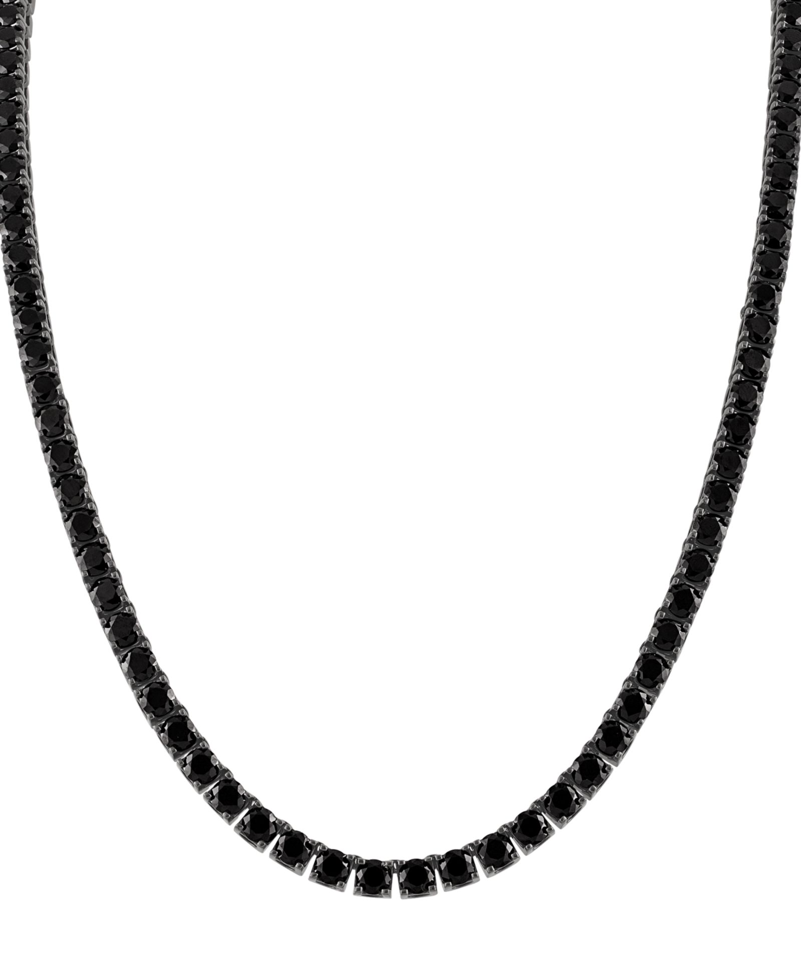 Мужское ожерелье Bulova Icon Black Spinel Tennis, 22" Black-Plated Sterling Silver