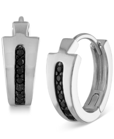 Серьги-кольца Bulova Men's Icon Black Diamond в стерлинговом серебре