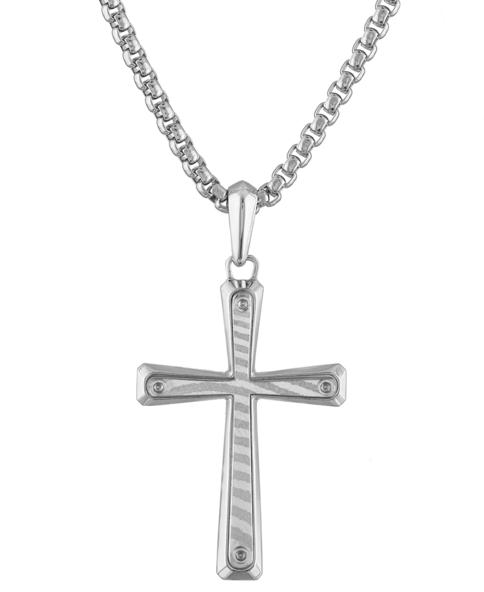 Мужской кулон Bulova Icon Damascus Steel в серебре, 24" + 2" extender