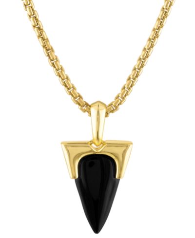 Мужской кулон Bulova Icon Black Onyx в позолоченном серебре 14k, 24" + 2" extender