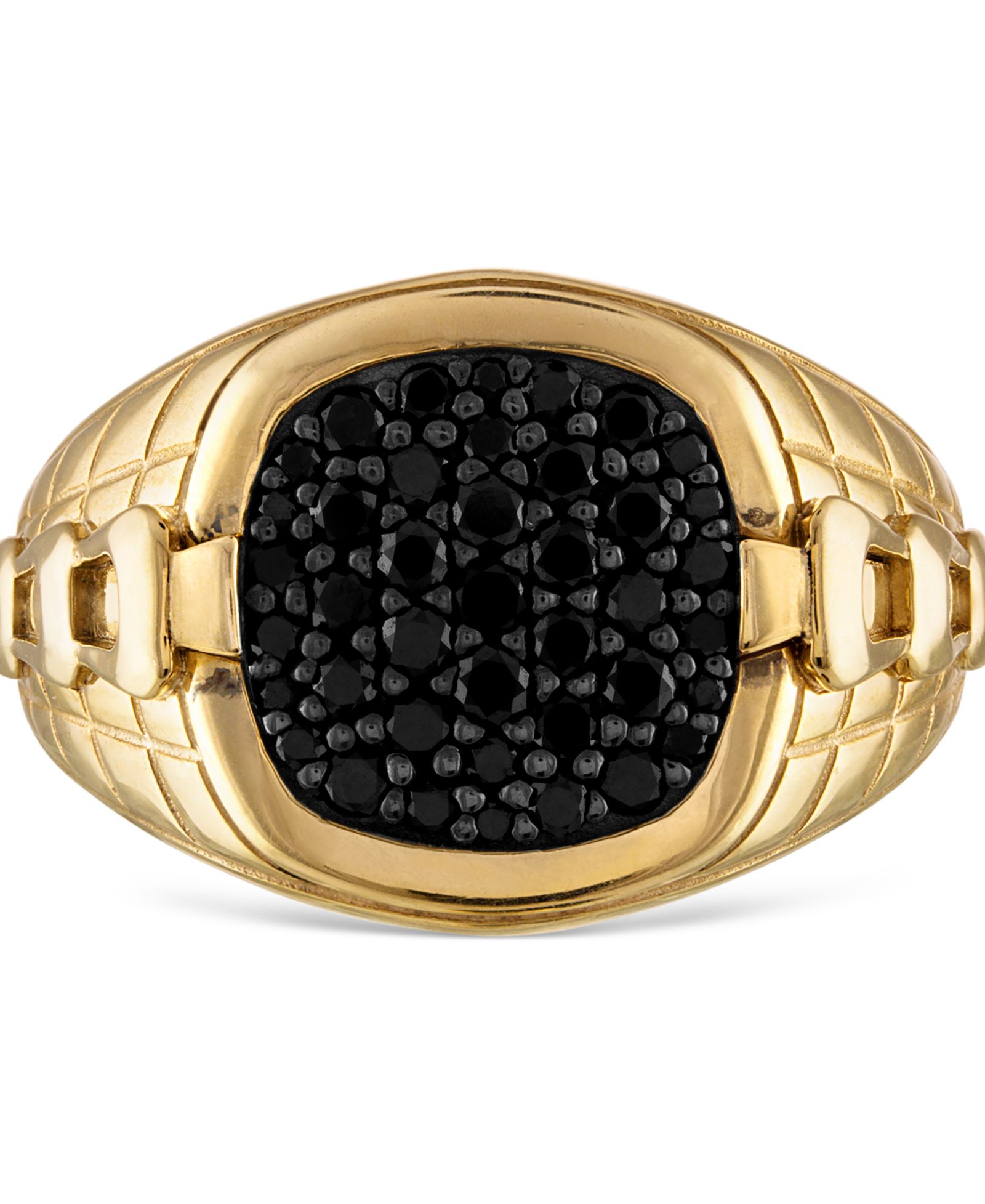 Мужское кольцо Bulova с черным бриллиантом в 14k Gold-Plated Sterling Silver