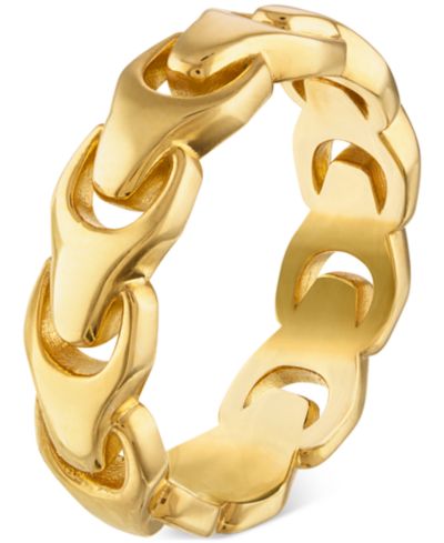 Bulova Мужское кольцо-линк из стерлингового серебра с напылением 14k Gold-Plated