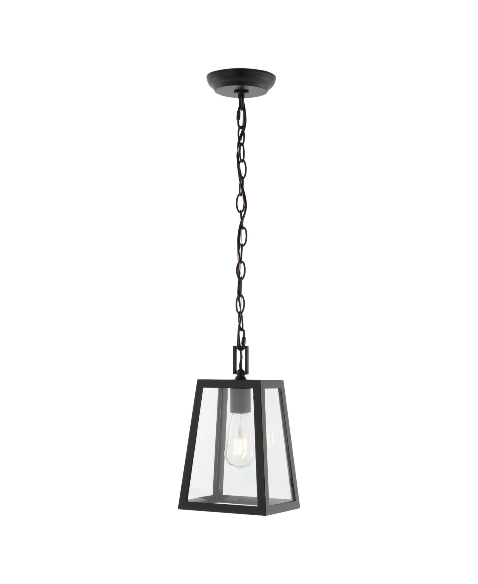 Glendale 6.75" 1-Light Farmhouse Industrial Iron, Glass Outdoor LED Pendant