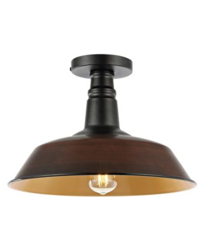 Camila 14" 1-Light Classic Industrial Indoor, Outdoor Iron LED Semi Flush Mount