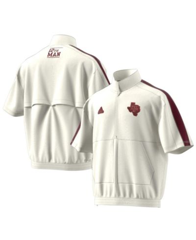 Мужская куртка adidas White Texas A&M Aggies Strategy Pullover Half-Zip Short Sleeve
