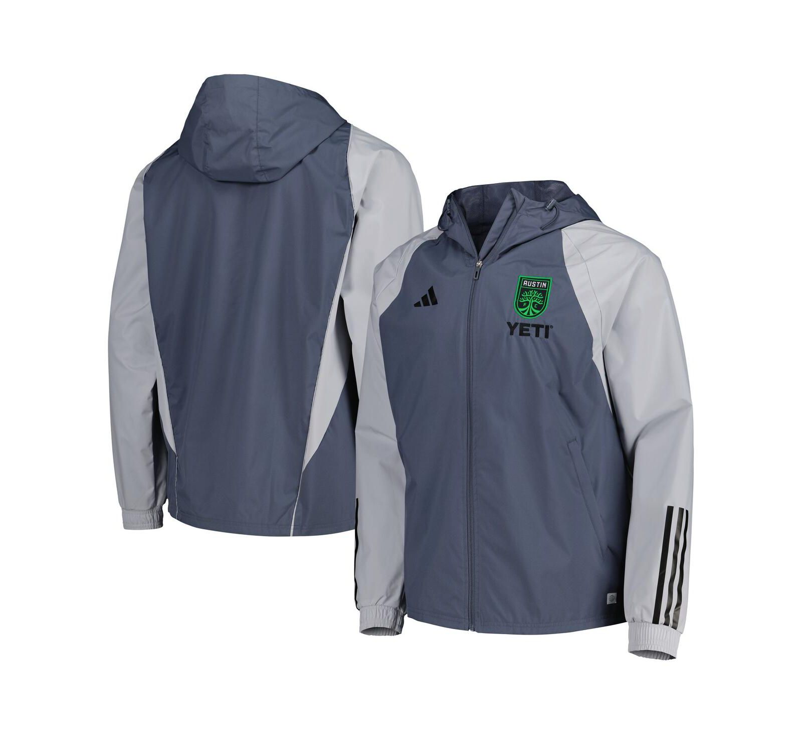 Men's adidas Charcoal Austin FC All-Weather Raglan Hoodie Full-Zip Jacket