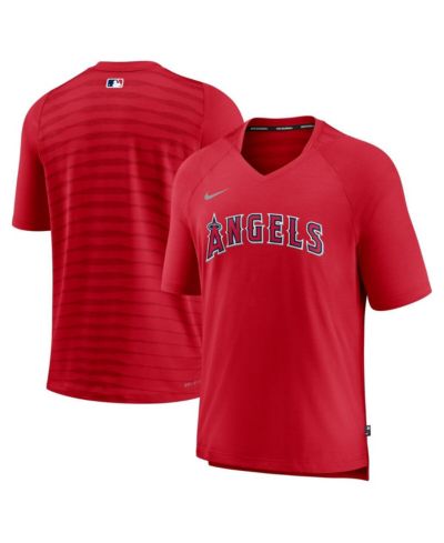 Men's Nike Red Los Angeles Angels Authentic Collection Pregame Raglan Performance V-Neck T-shirt