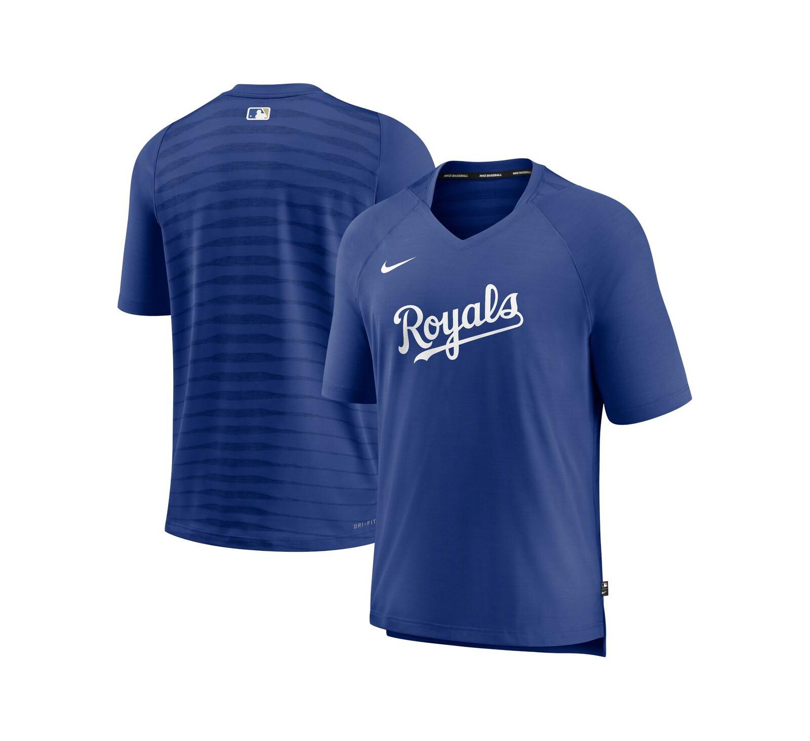 Мужская футболка Nike Royal Kansas City Royals Authentic Collection Pregame Raglan Performance V-Neck
