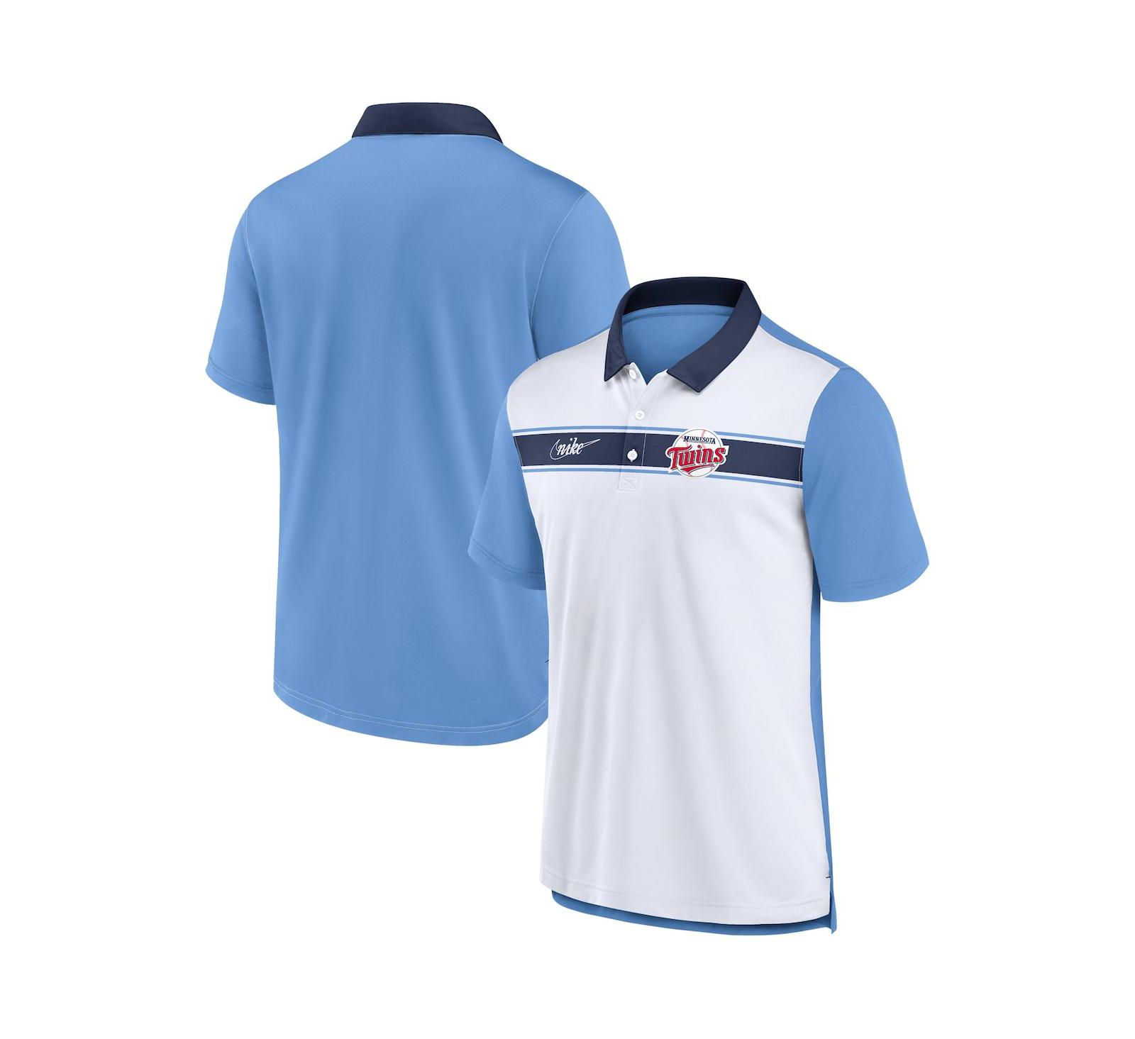 Мужская рубашка-поло Nike White Light Blue Minnesota Twins Rewind Stripe