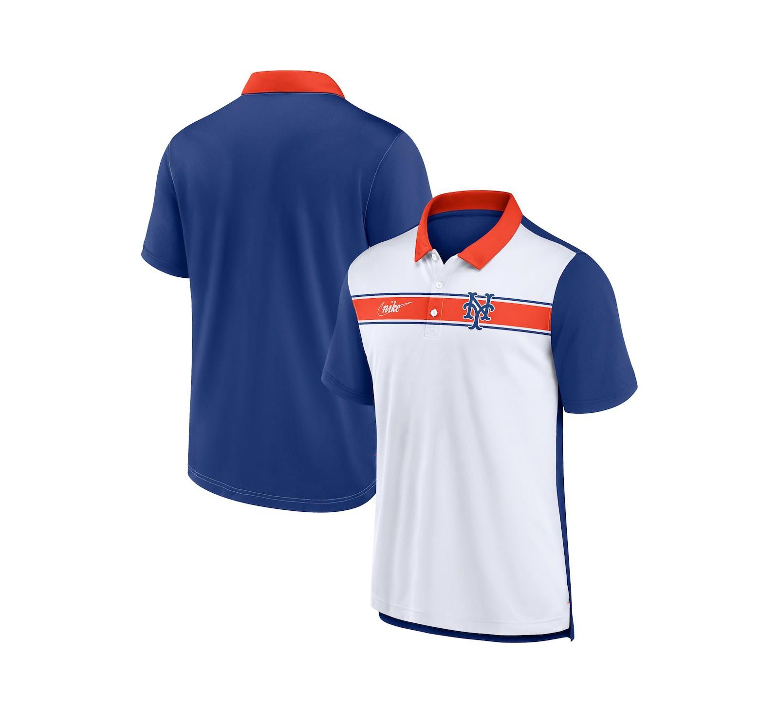 Мужская поло Nike White, Royal New York Mets Rewind Stripe
