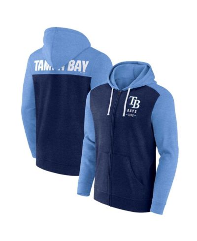 Мужской свитшот Fanatics Tampa Bay Rays Heathered Navy/Light Blue Full-Zip Hoodie