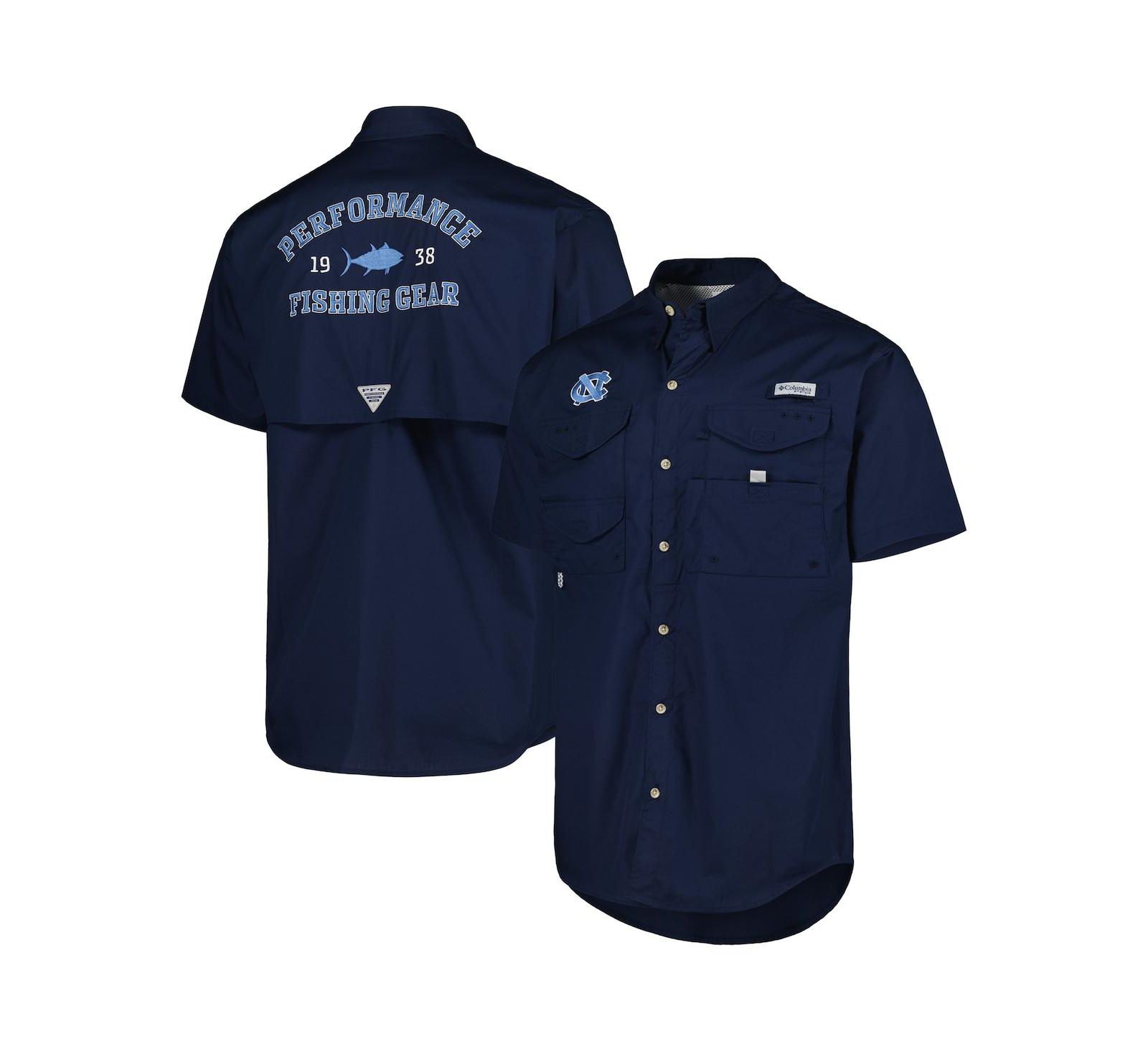 Men's Columbia Navy North Carolina Tar Heels Bonehead Button-Up Shirt