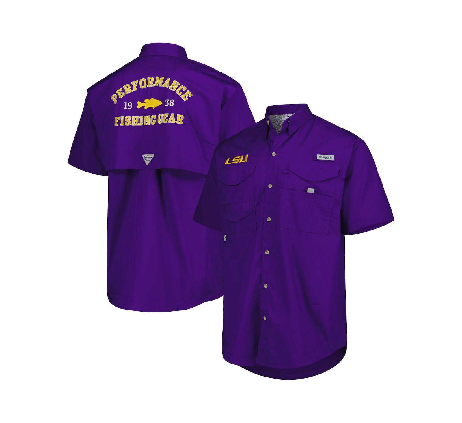 Мужская рубашка Columbia LSU Tigers Bonehead на пуговицах, фиолетовая